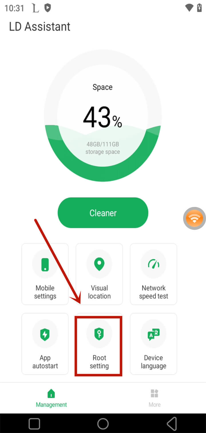 Click the ROOT setting in LD Assistant - LDCloud