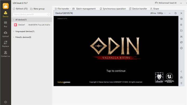 Playing ODIN: VALHALLA RISING on LDCloud - LDCloud Cloud Gaming Emulator