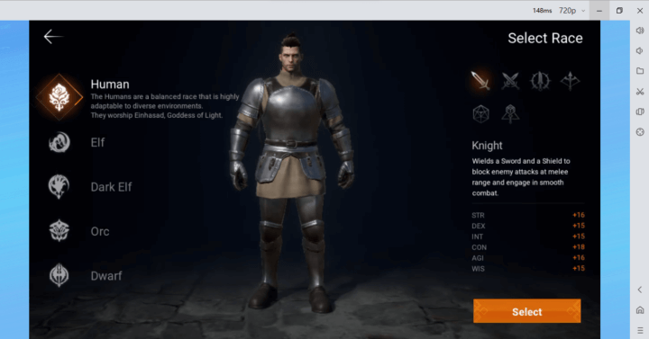 Image showing the details of the human race in Lineage2M - LDCloud