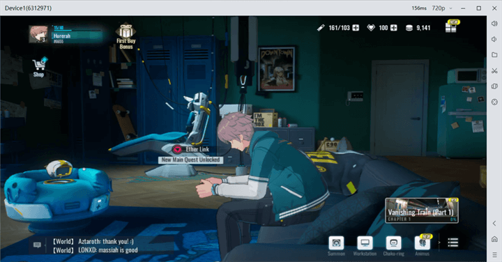 Etheria: Restart gameplay interface showing multiple options - LDCloud Cloud Phone