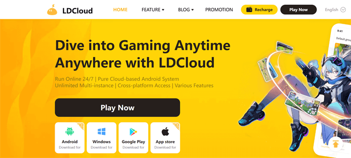 LDCloud website interface showing multiple download options and web pages - LDCloud Cloud Phone