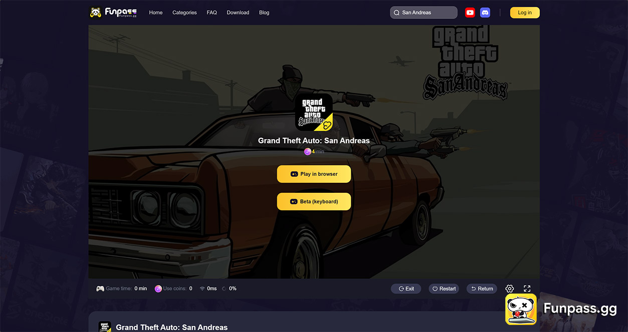 play gta san andreas online on funpass 