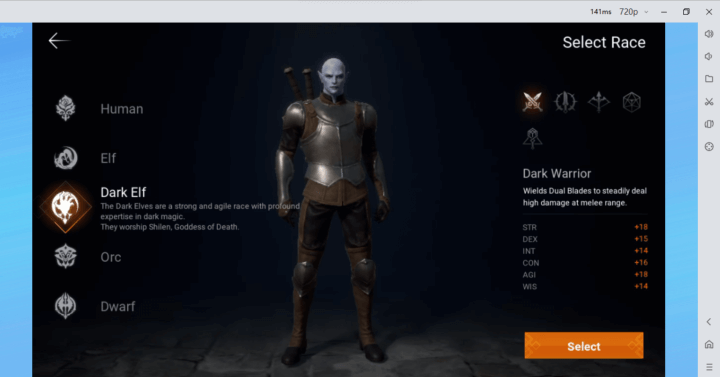 Image showing the details of the Dark Elf race in Lineage2M