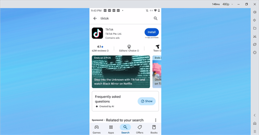 Install TikTok on your LDCloud's Virtual device - LDCloud Cloud Android Emulator