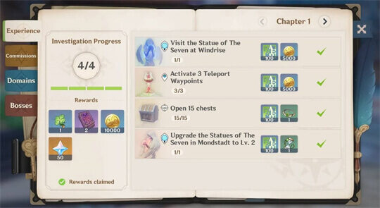 Complete Experience Tasks From Adventurer's Handbook in Genshin Impact - LDCloud