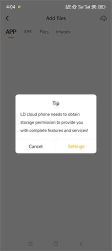 Storage permissions for uploading - LDCloud Cloud Phone