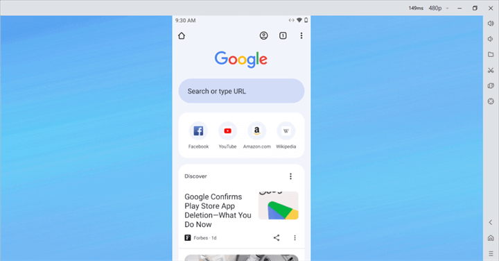 Google Chrome opened on a Cloud Phone by LDCloud - LDCloud Cloud Phone