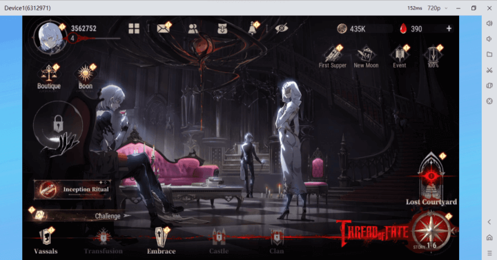 Silver and blood gameplay interface with multiple options on the LDCloud device - LDCloud