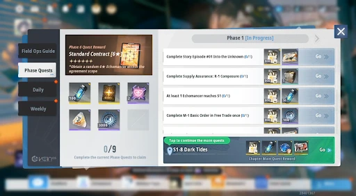 Phase Quests rewards with a 6-star character