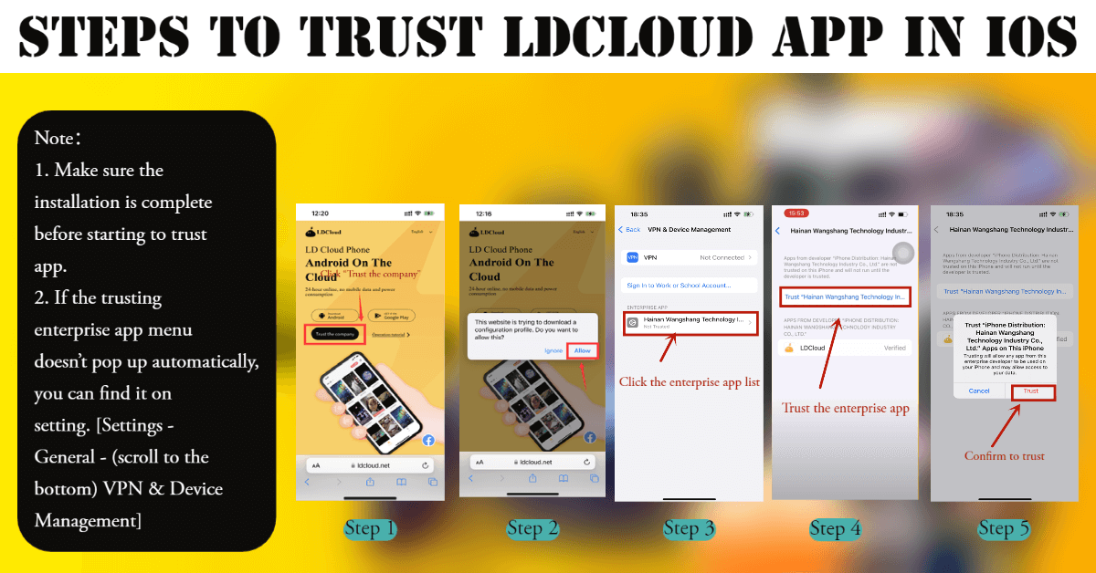 Steps to Trust LDCloud iOS on iOS device - LDCloud