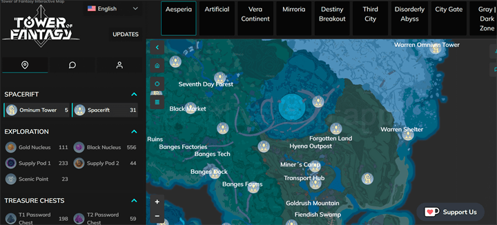 Tower of Fantasy - Como usar as funcionalidades do Mapa - Critical Hits
