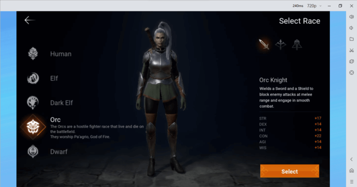 Image showing the details of the Orc race in Lineage2M
