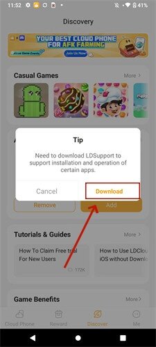 Download LDSupport to assist clone app - LDCloud Cloud Phone