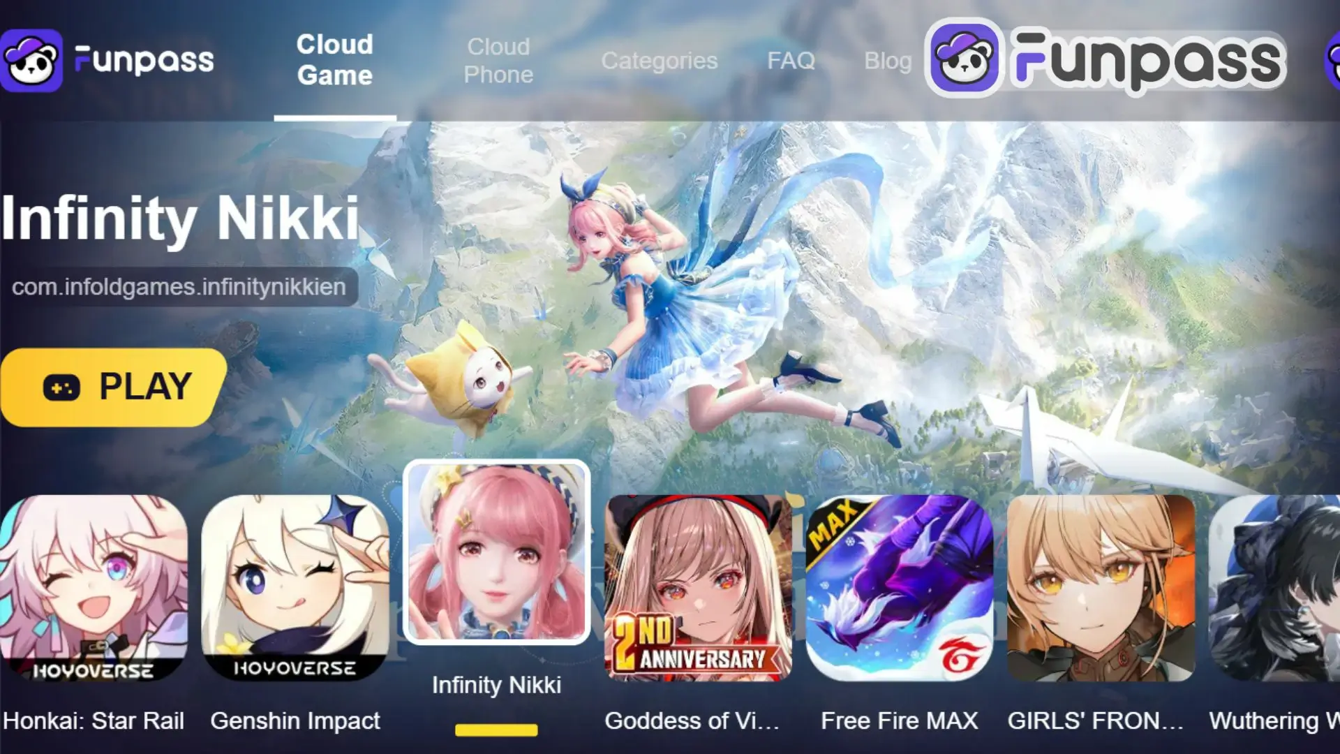 play infinity nikki online with funpass cloud gaming