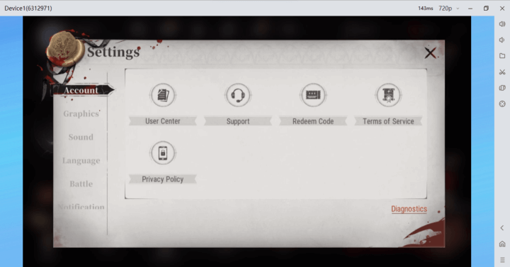 Silver and blood settings showing different options, including code redemption - LDCloud