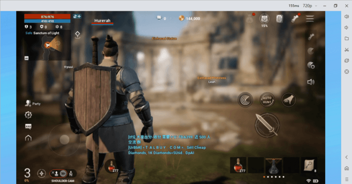 Image showing Lineage2M gameplay interface with multiple buttons - LDCloud