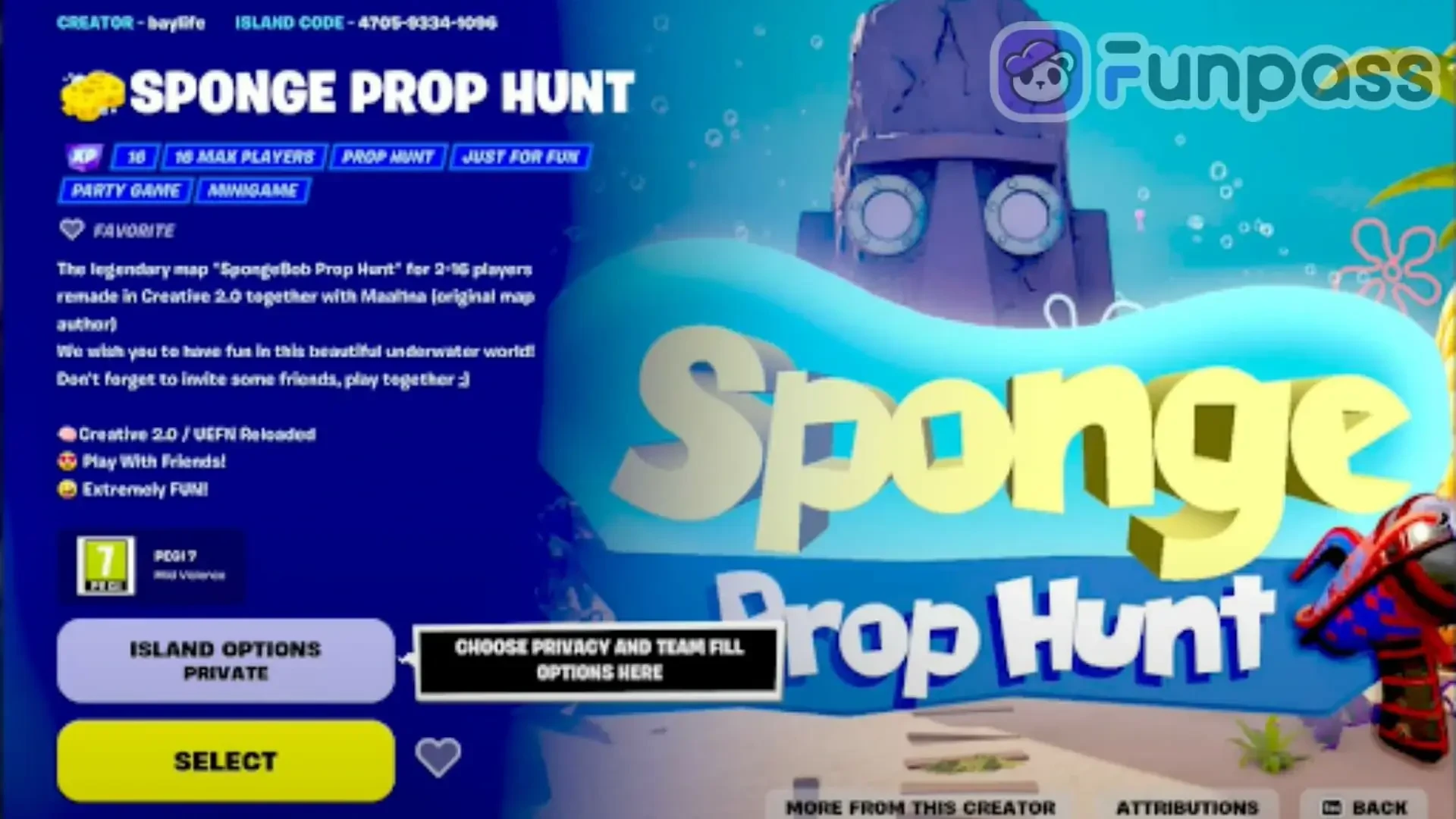 sponge prop hunt - fortnite map - funpass cloud gaming