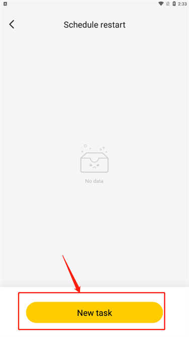 Click [New Task] to schedule restarting - LDCloud cloud phone