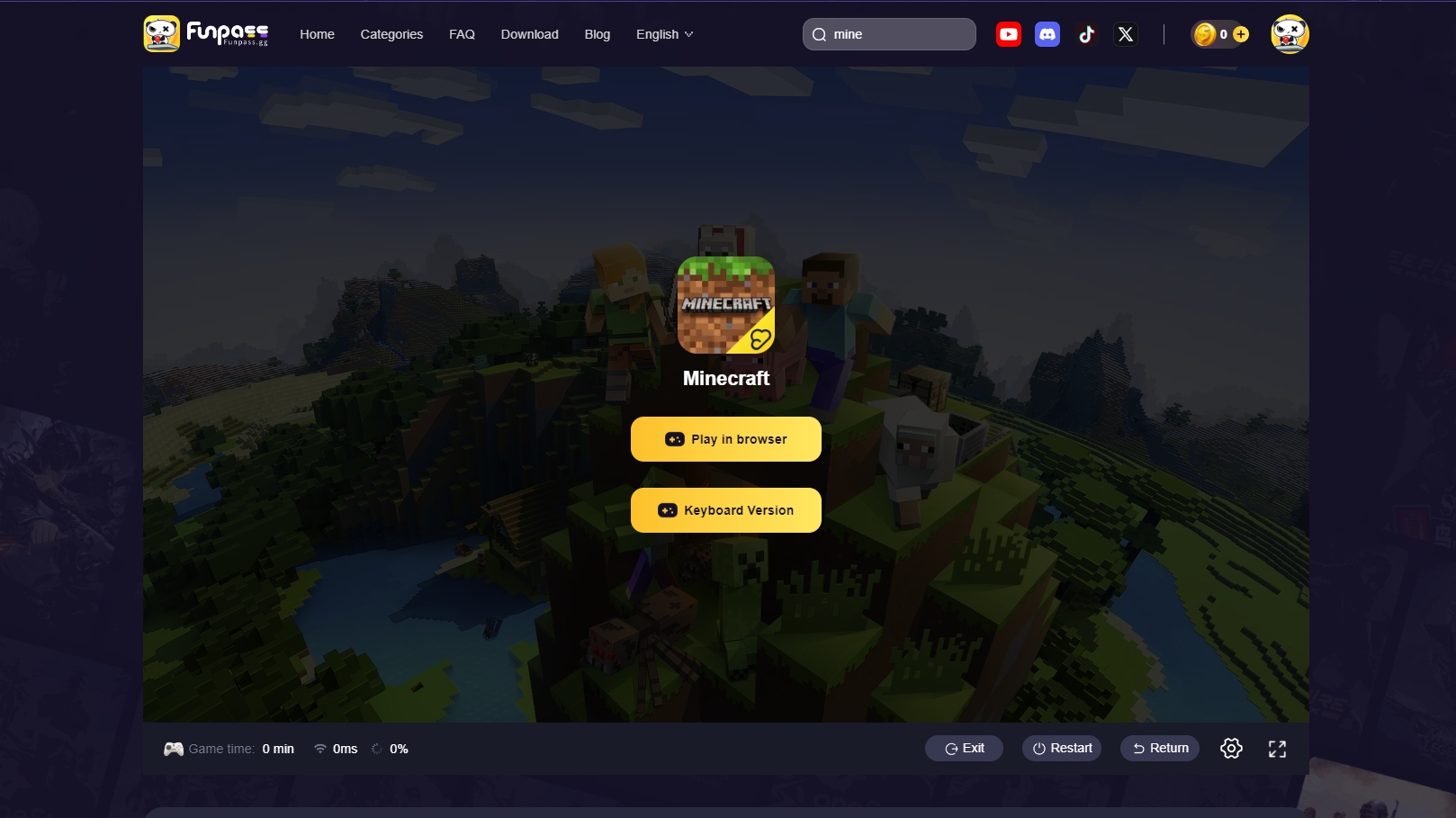 play minecraft online with funpass