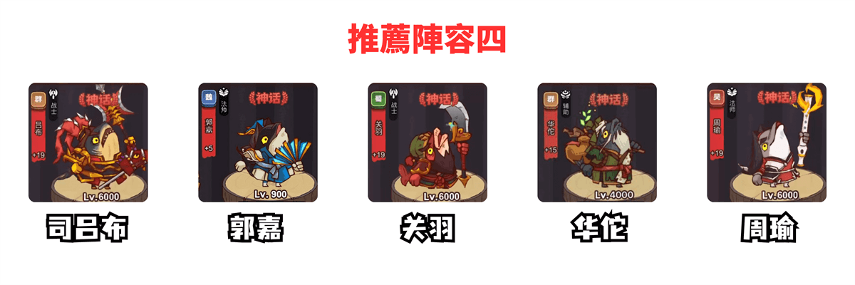 《鹹魚之王》推薦陣容四：呂布+郭嘉+關羽+華佗+周瑜 - 雷電雲手機