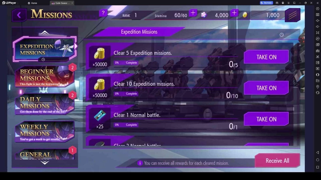 Go through the Missions