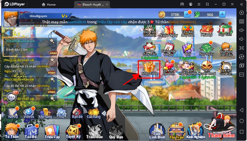 『GIFTCODE』Bleach Huyết Chiến - Tổng hợp code mới nhất & Cách nhập code tân thủ