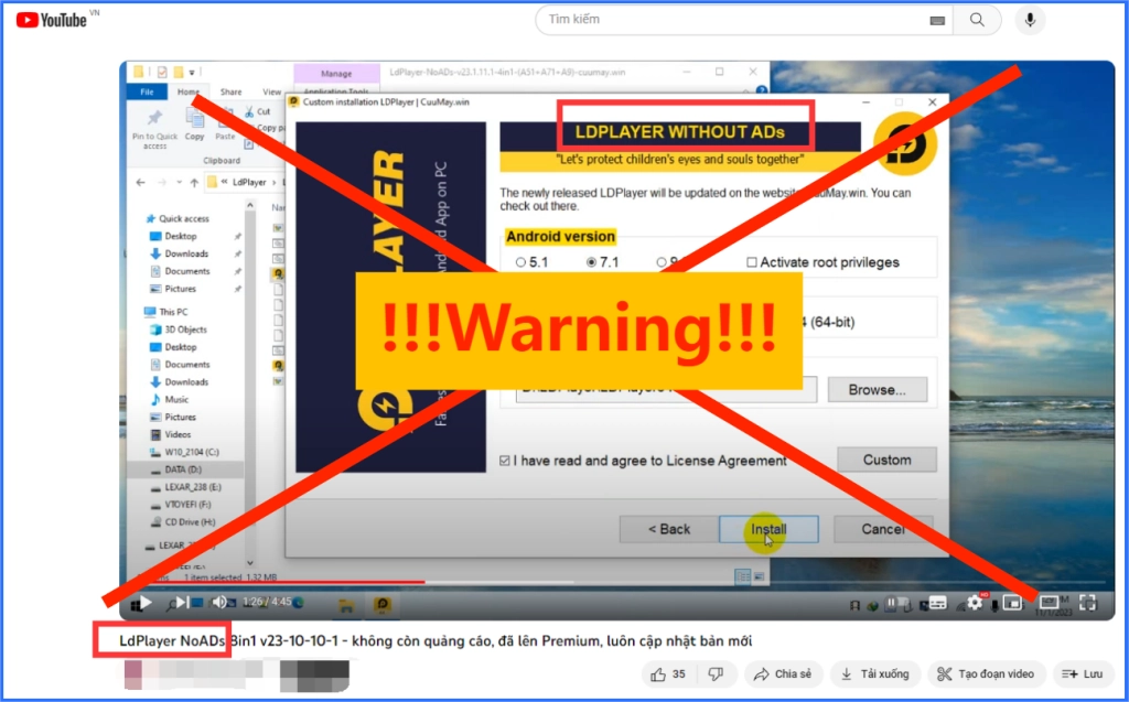 『Warning』Cảnh báo! Mạo danh website LDPlayer & bản LDPlayer MOD/HACK/NoAds/Không quảng cáo