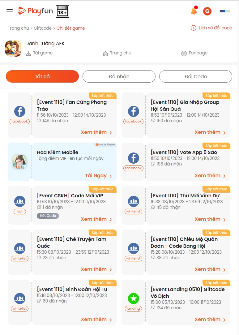Tổng hợp giftcode, cách nhập và hướng dẫn tải Danh Tướng AFK trên PC