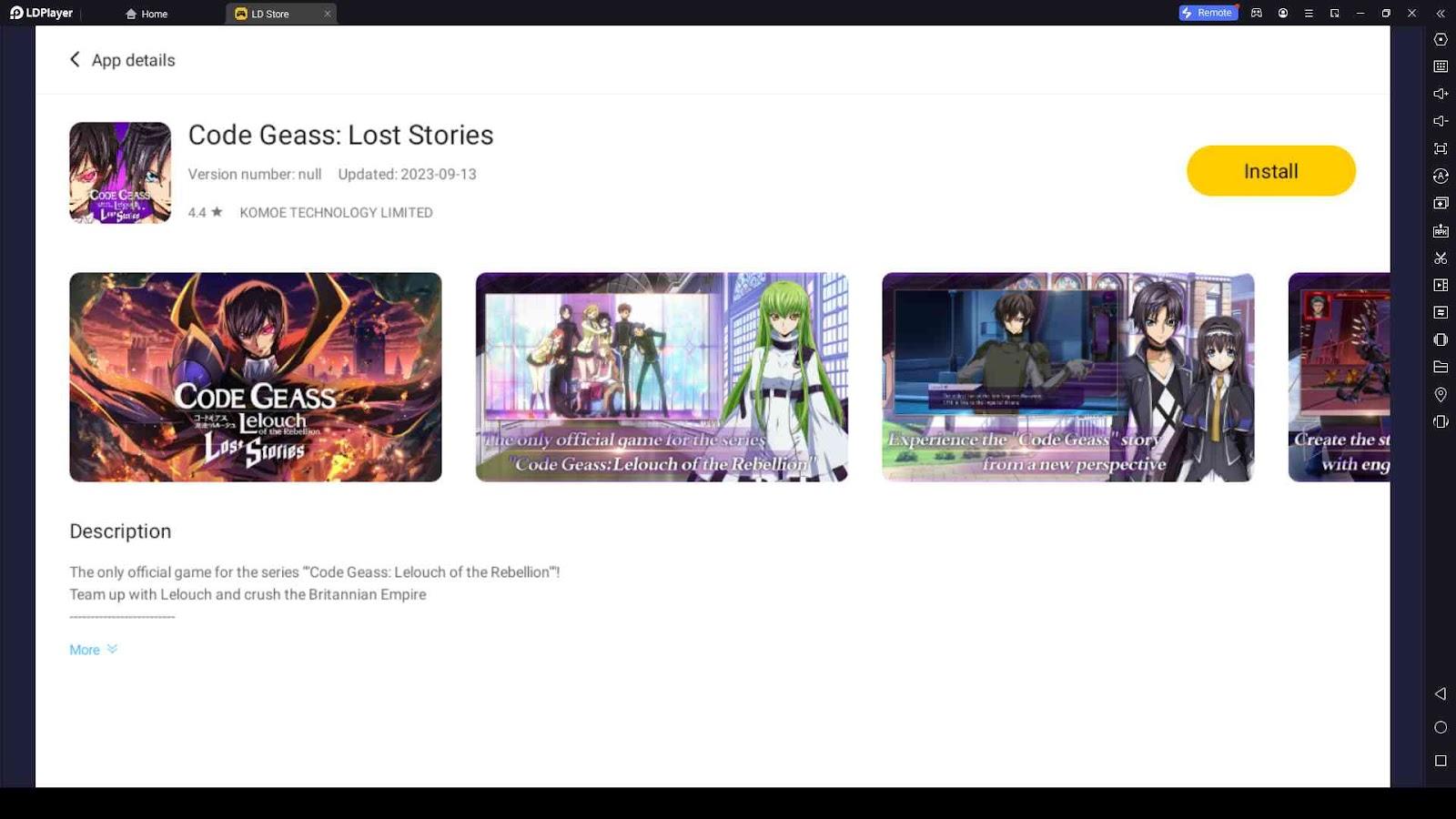 Making Code Geass: Lost Stories Reroll Easier with LDPlayer 9