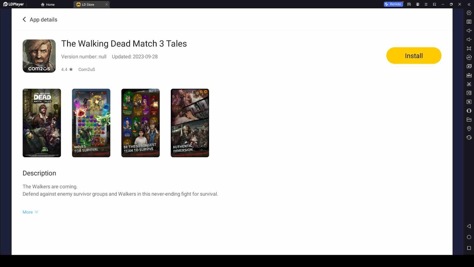 Using LDPlayer 9 for The Walking Dead Match 3 Tales Reroll