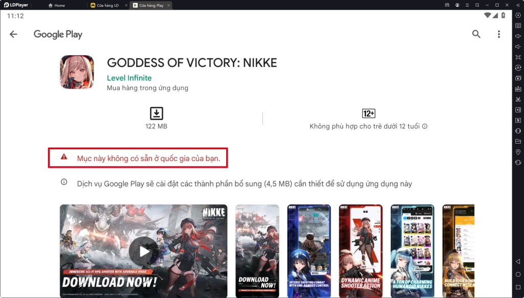 『HƯỚNG DẪN』Cách tải Goddess Of Victory: NIKKE trên PC & Cách giải quyết CH Play báo lỗi mục này không có sẵn ở quốc gia của bạn