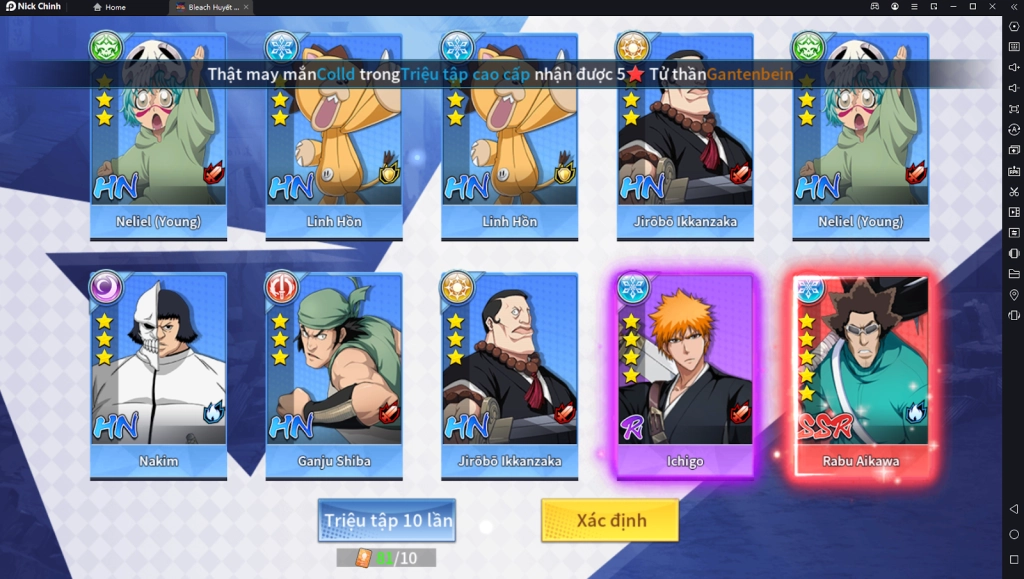 『HƯỚNG DẪN』Bleach Huyết Chiến: Hướng Dẫn Reroll Chiêu Mộ Nhiều Nhân Vật Mạnh Mong Muốn