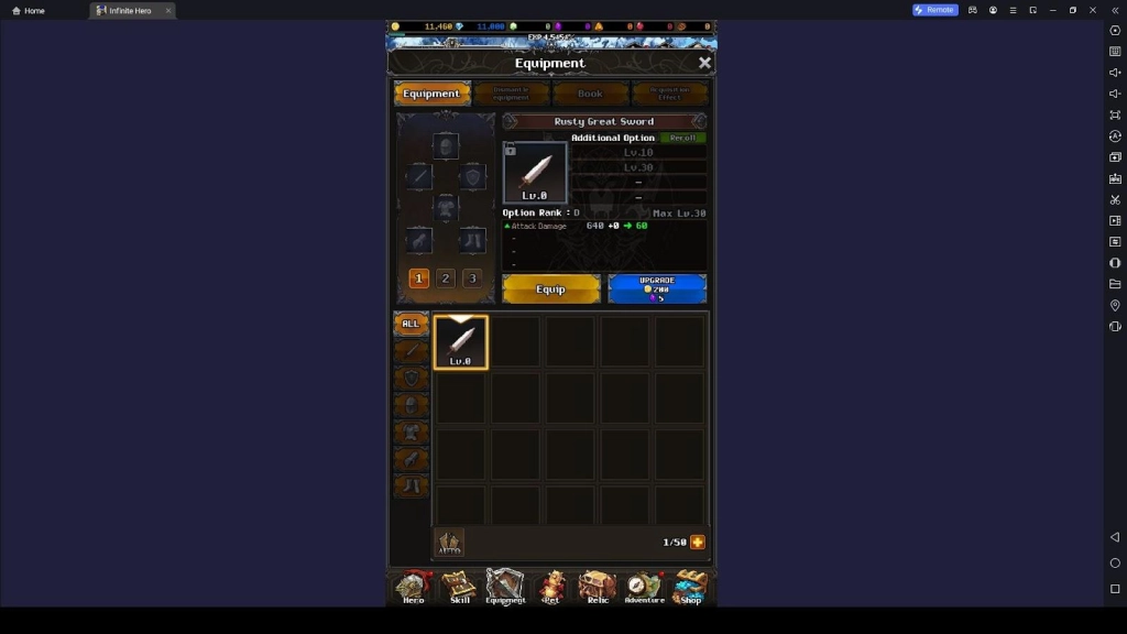 Infinite Hero Equipment Guide