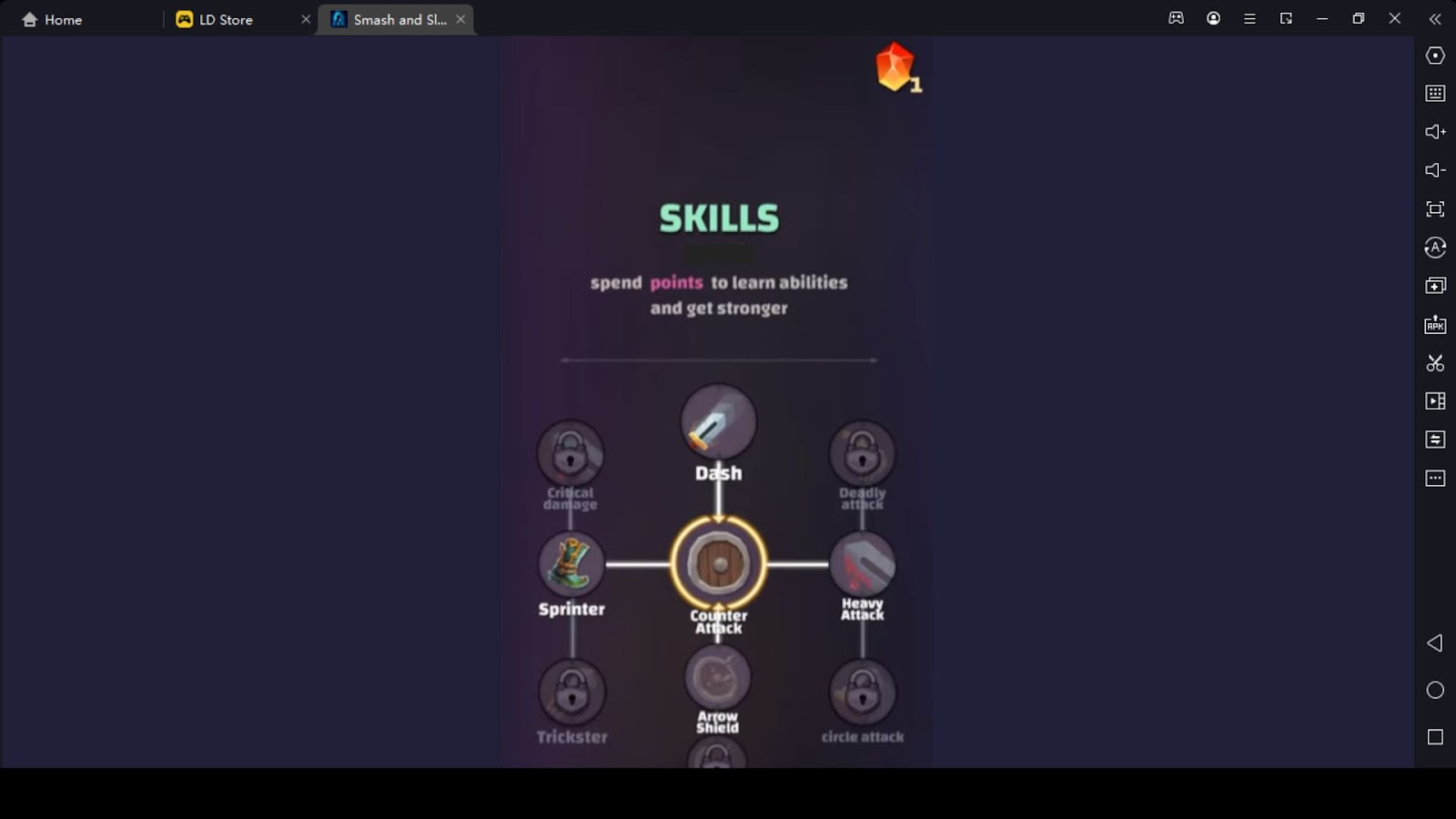 Skill Upgrades in Smash and Slash
