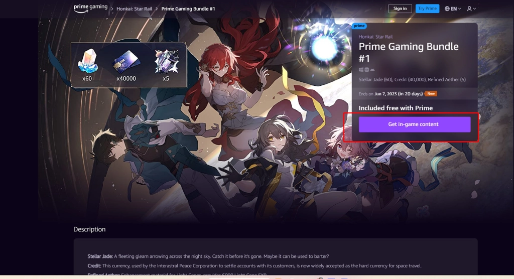 『HƯỚNG DẪN』Honkai:Star Rail: Nhận Free Ngọc Ánh Sao Sự Kiện Prime Gaming