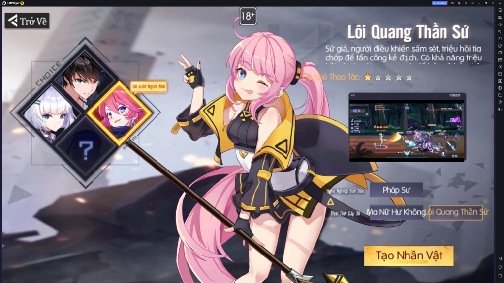 Hướng dẫn chọn Class trong Hắc Nguyệt Quyền Thần