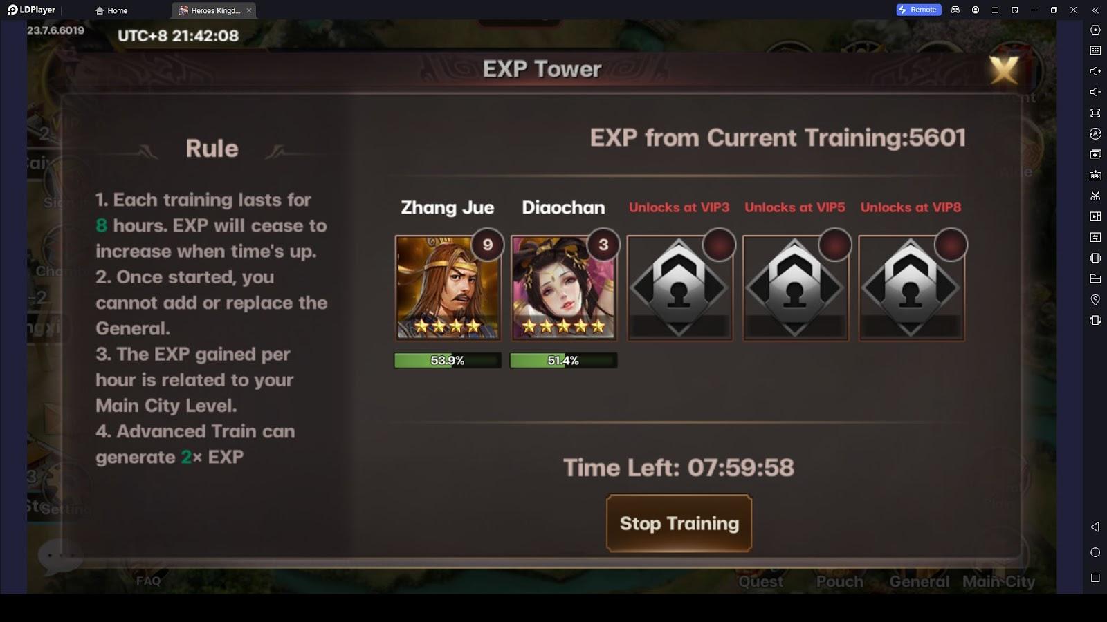 Send Your Generals to the EXP Tower