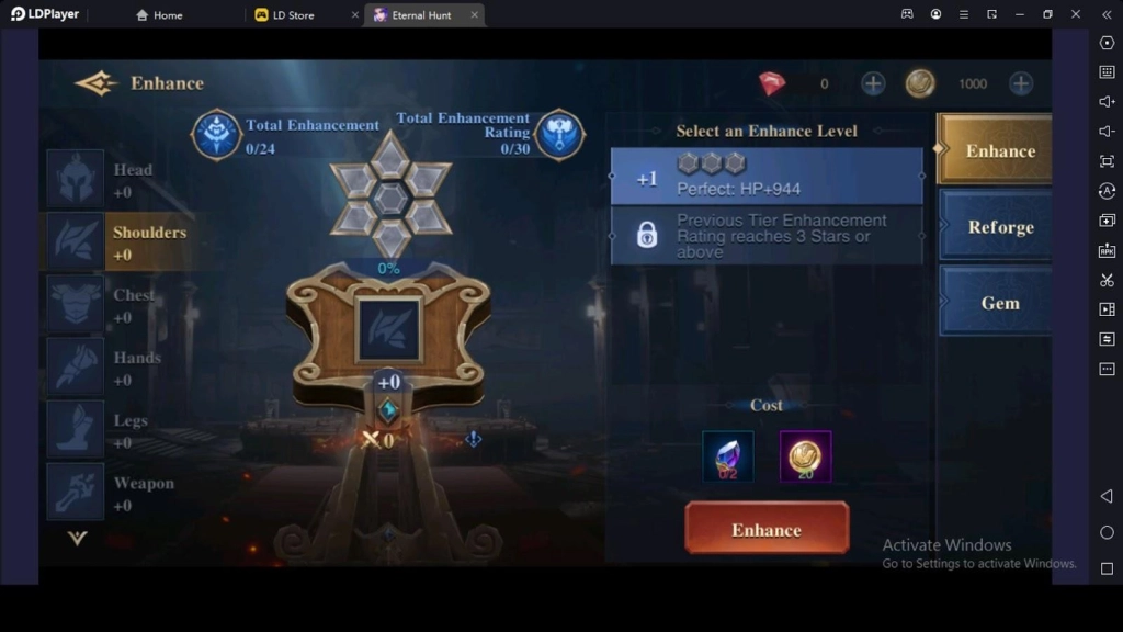 Equip and Enhance Gears