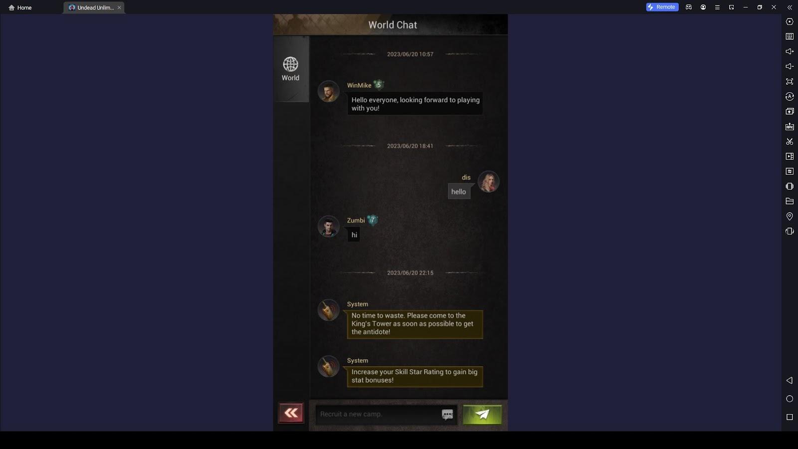 Chat with Other Players