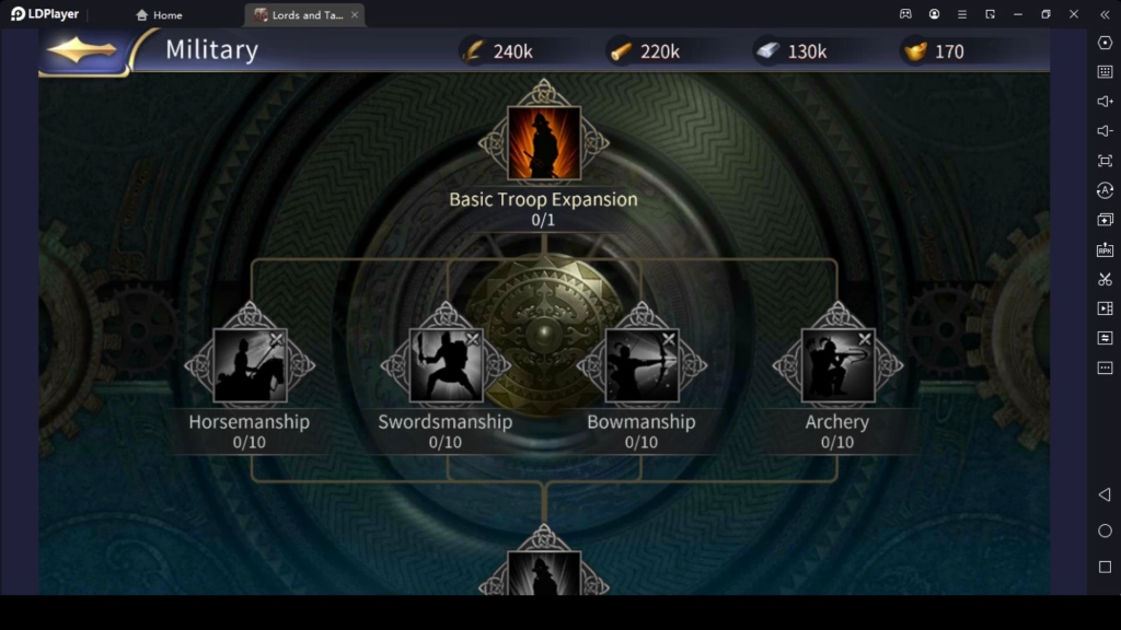 Military Building in Lords and Tactics