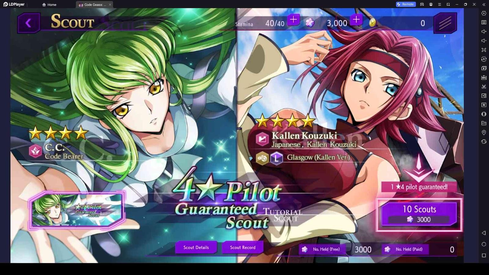 Scout New Companions in Code Geass: Lost Stories