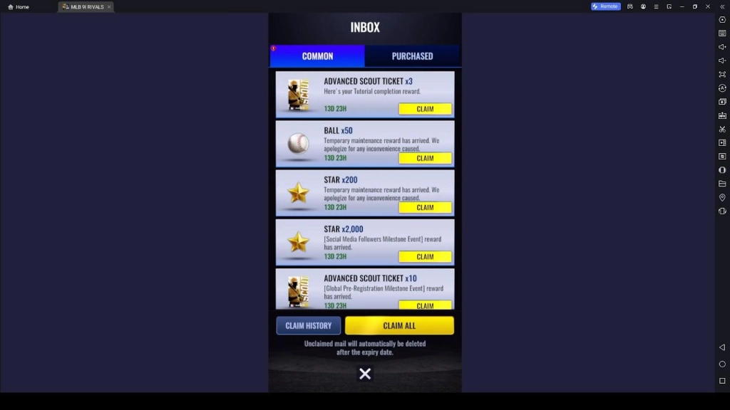 Check-Ins in MLB 9 Innings Rivals 