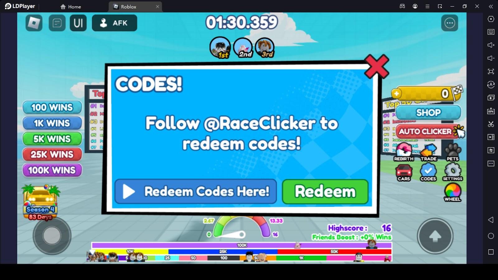Race Clicker Codes: Win, Acceleration, & Speed Boosts - Try Hard Guides