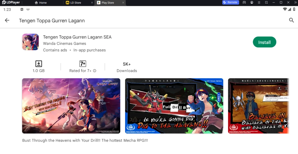 แนะนำวิธีดาวน์โหลด Tengen Toppa Gurren Lagann (SEA) CBT เล่นแบบ FULL HD บน LDPlayer9