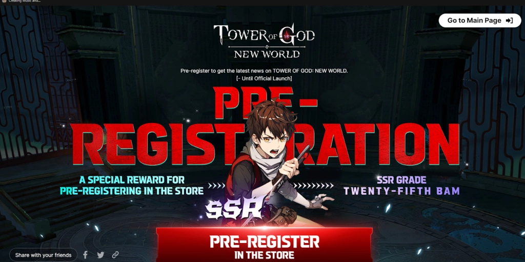Entre em uma nova história de Tower of God: New World - pré-registro aberto!