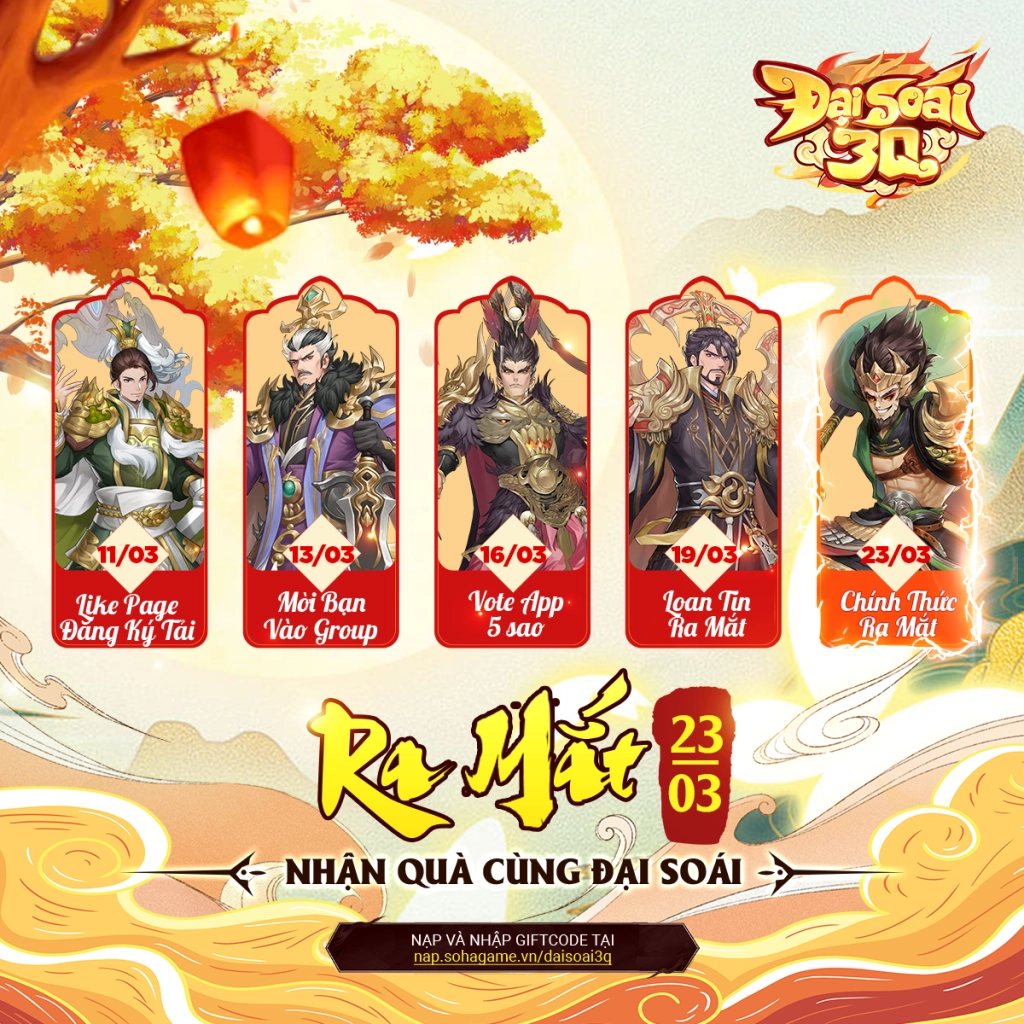 『GIFTCODE』Đại Soái 3Q: Tổng Hợp GIFTCODE Mới Nhất & Cách Nhập Code
