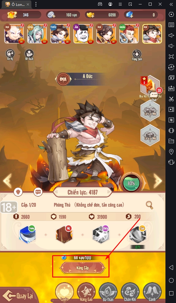 『HƯỚNG DẪN』Nâng cấp tướng, tăng lực chiến - Đại Náo Ô Long Viện