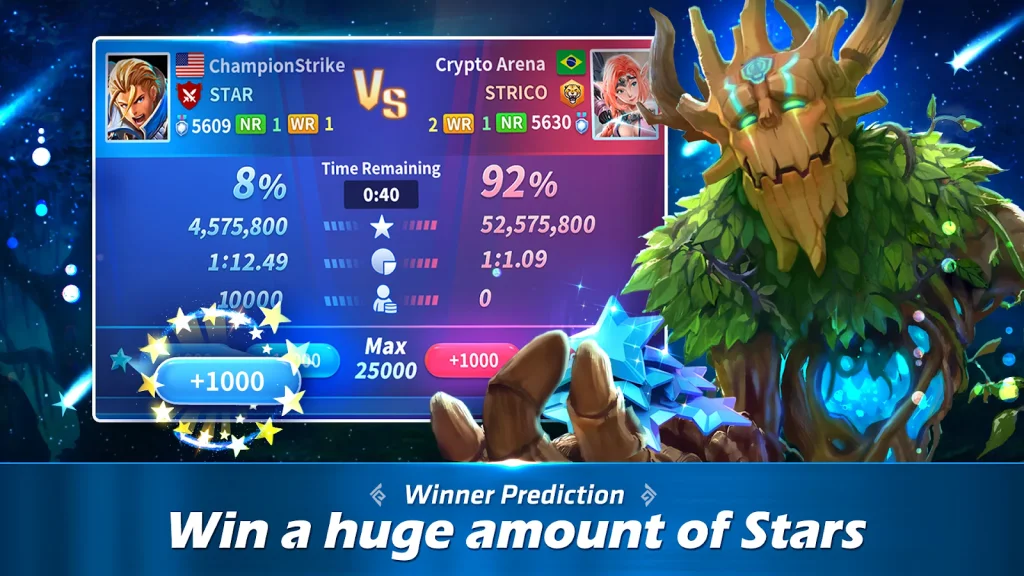 Compita com outros jogadores em tempo real em Champion Strike: Crypto Arena!