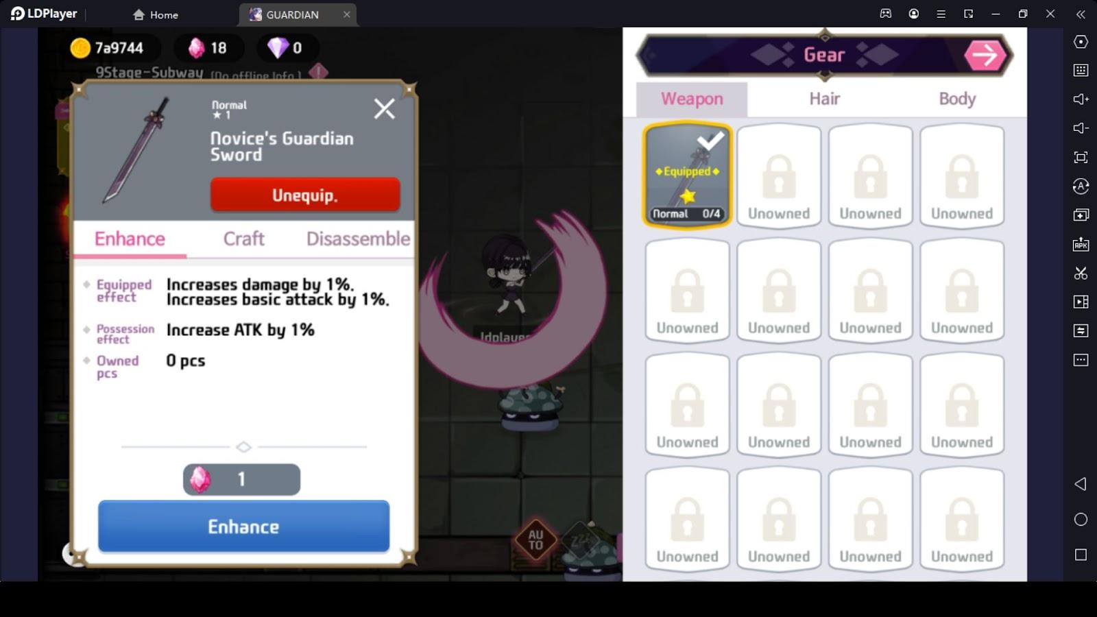 Equip Gear and Enhance Them in Guardian Goddess: Idle RPG