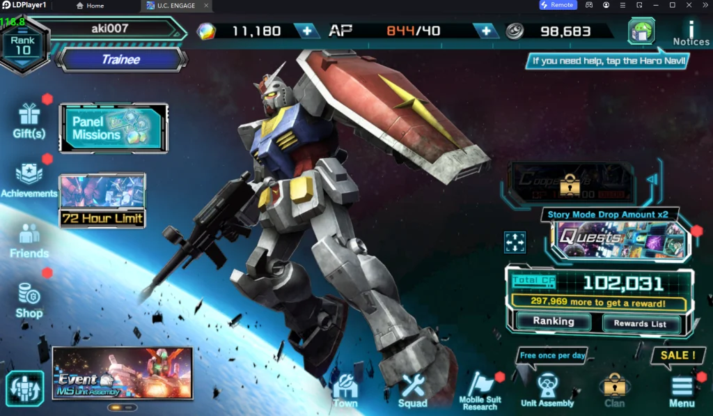 MOBILE SUIT GUNDAM U.C. ENGAGE (Global) แนะนำวิธีผูก & รีไอดี แบบโครตเร็ว 4 เท่าพร้อมตัวที่ควรเลือกฟรีใช้ยาวๆ บน LDPlayer9
